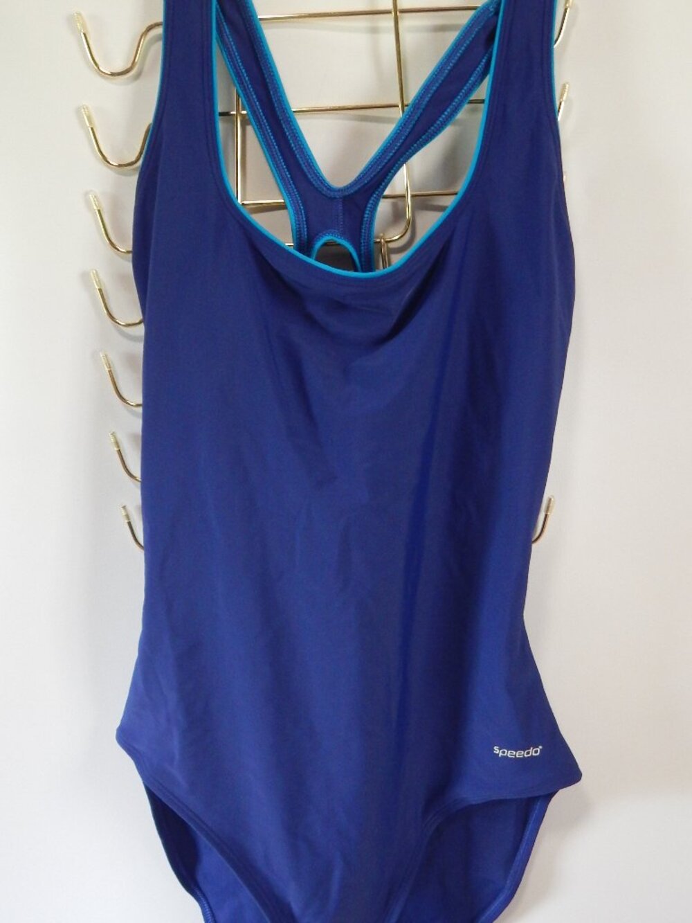 Speedo One Piece Swimsuit Womens 12 Blue Racerback Beach Swim Performance